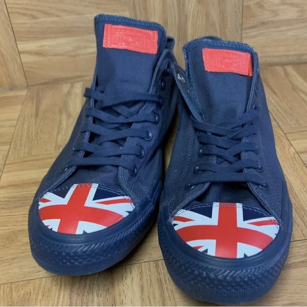 RARE-Converse ChuckTaylor AllStar OX Flag Toe UKπ¬π§ Core- Punk- EUC 8.5-blue-red - Picture 13 of 16